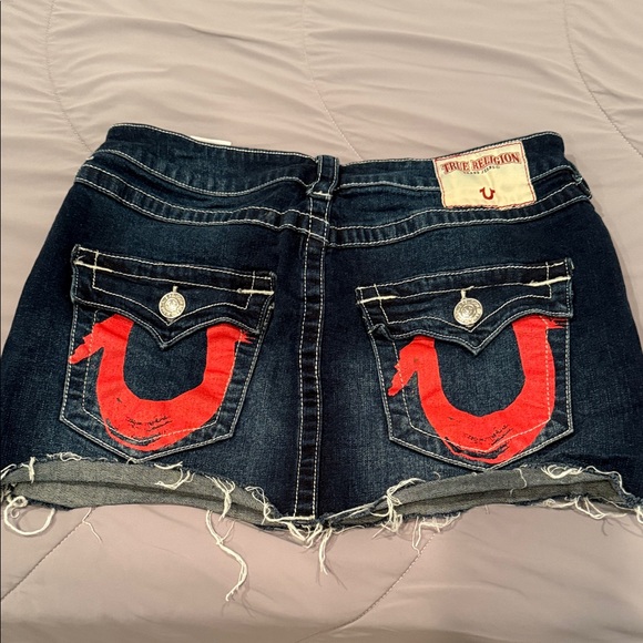 True Religion Dark Blue Mini Skirt with Red Accents - Picture 1 of 4